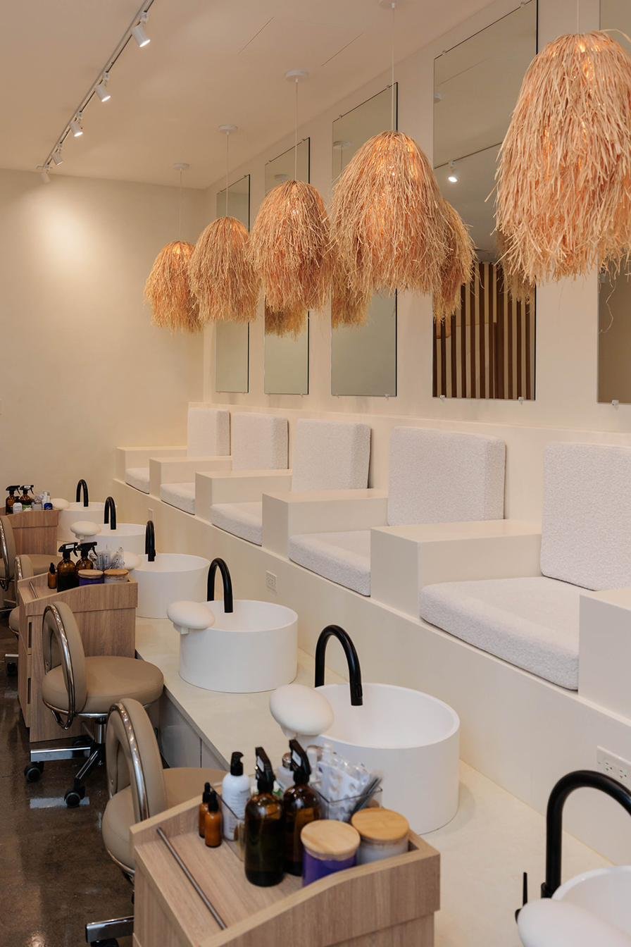 Saltmara salon pedicure chairs and coastal-inspired interior